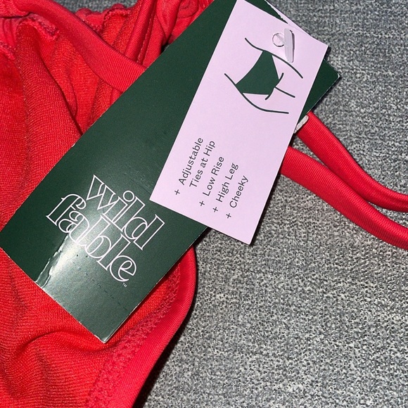 Wild Fable Side-Tie Scoop Front High Leg Adjustable Red Bikini Bottom - Picture 7 of 8